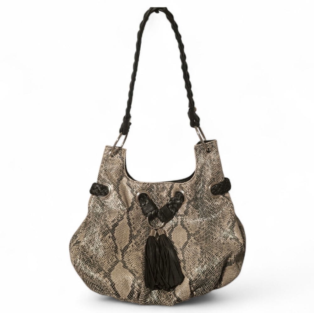 Bueno Snakeskin Print Shoulder Hobo Bag
